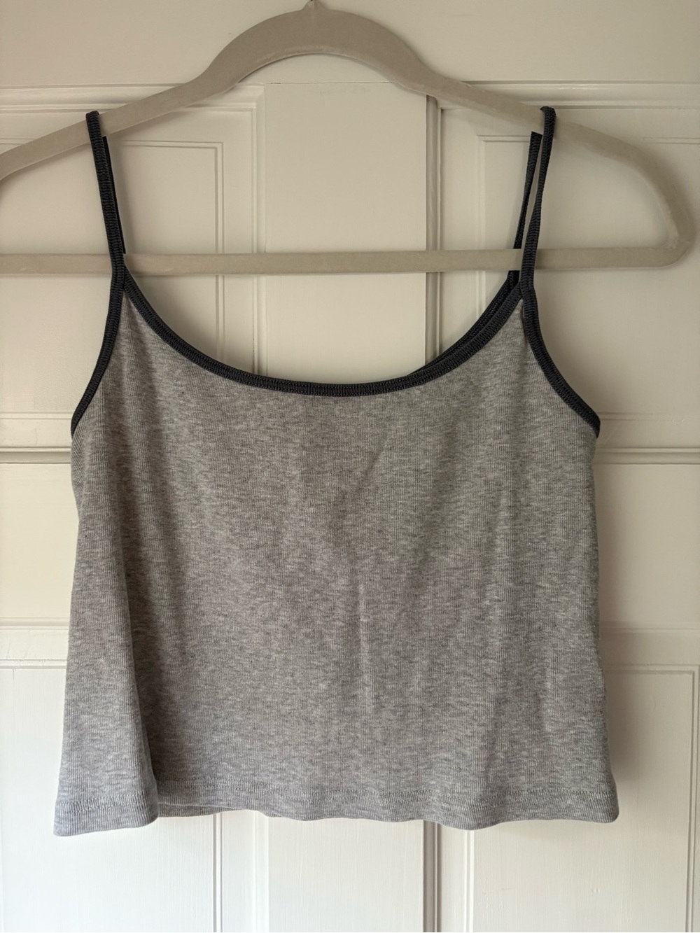 Brandy Melville Heather Gray Cropped Tank with Dark Trim